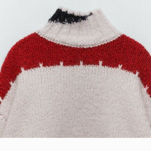 ZARA Wool Blend Color Block Sweater New - Picture 3 of 4
